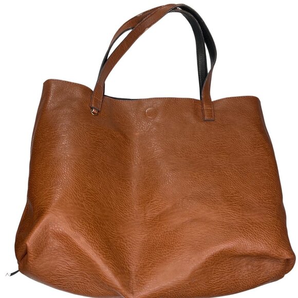 Large Black/Brown reversibleLeather Tote Bag 19x16 Inches 82c - Picture 15 of 15